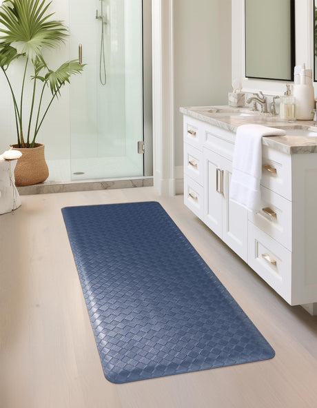 Anti-Fatigue Navy Blue 2' x 5' Comfort Standing Mat  for Kitchen, Bath, Laundry Room, Office Colorful PVC Durable Non-Slip Water Resistant Spill Proof Rug Thick Rubber for Sale at Rug Engine