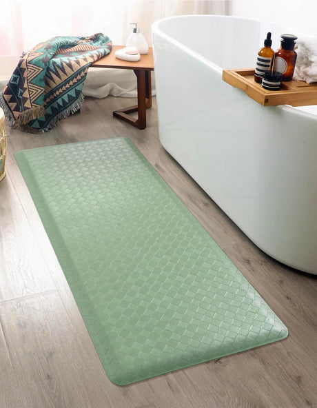 Anti-Fatigue Green 2' x 5' Comfort Standing Mat  for Kitchen, Bath, Laundry Room, Office Colorful PVC Durable Non-Slip Water Resistant Spill Proof Rug Thick Rubber for Sale at Rug Engine
