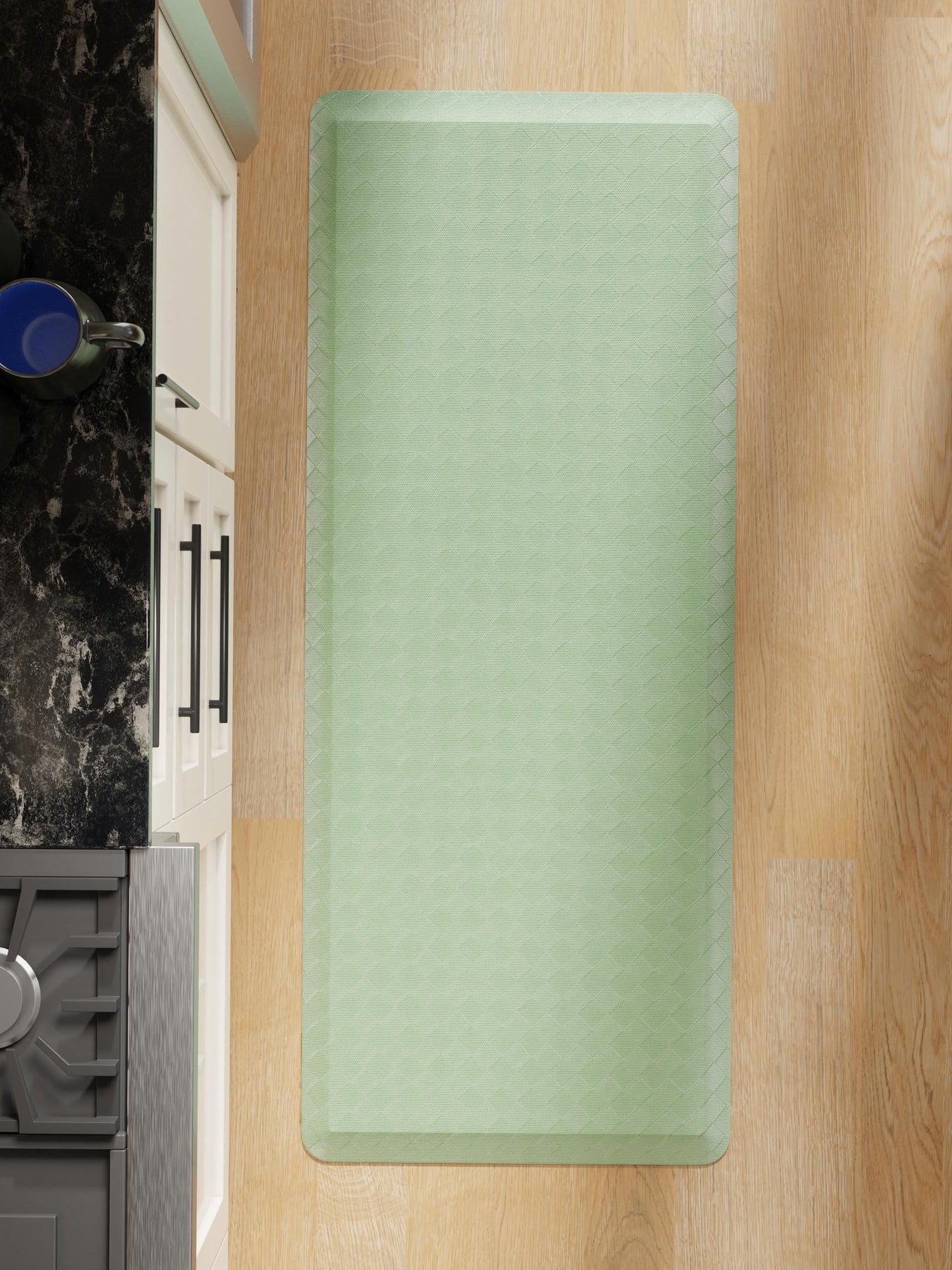 Anti-Fatigue Green 2' x 5' Comfort Standing Mat  for Kitchen, Bath, Laundry Room, Office Colorful PVC Durable Non-Slip Water Resistant Spill Proof Rug Thick Rubber for Sale at Rug Engine