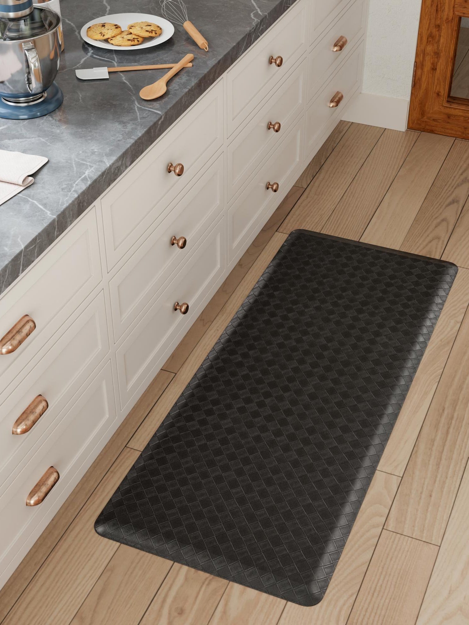 Anti-Fatigue Black 2' x 3' Comfort Standing Mat  for Kitchen, Bath, Laundry Room, Office Colorful PVC Durable Non-Slip Water Resistant Spill Proof Rug Thick Rubber for Sale at Rug Engine