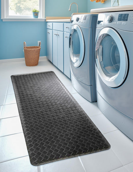 Anti-Fatigue Black 2' x 5' Comfort Standing Mat  for Kitchen, Bath, Laundry Room, Office Colorful PVC Durable Non-Slip Water Resistant Spill Proof Rug Thick Rubber for Sale at Rug Engine