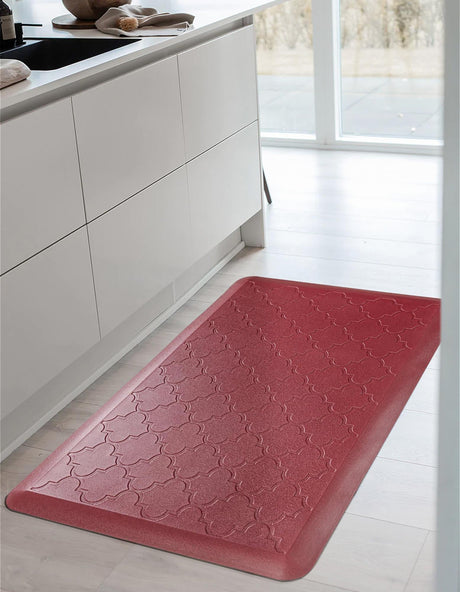 Anti-Fatigue Burgundy Red 2' x 3' Comfort Standing Mat  for Kitchen, Bath, Laundry Room, Office Colorful PVC Durable Non-Slip Water Resistant Spill Proof Rug Thick Rubber for Sale at Rug Engine