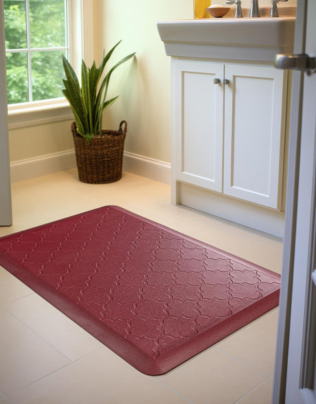 Anti-Fatigue Burgundy Red 2' x 3' Comfort Standing Mat  for Kitchen, Bath, Laundry Room, Office Colorful PVC Durable Non-Slip Water Resistant Spill Proof Rug Thick Rubber for Sale at Rug Engine