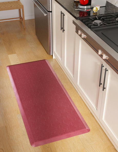 Anti-Fatigue Burgundy Red 2' x 5' Comfort Standing Mat  for Kitchen, Bath, Laundry Room, Office Colorful PVC Durable Non-Slip Water Resistant Spill Proof Rug Thick Rubber for Sale at Rug Engine