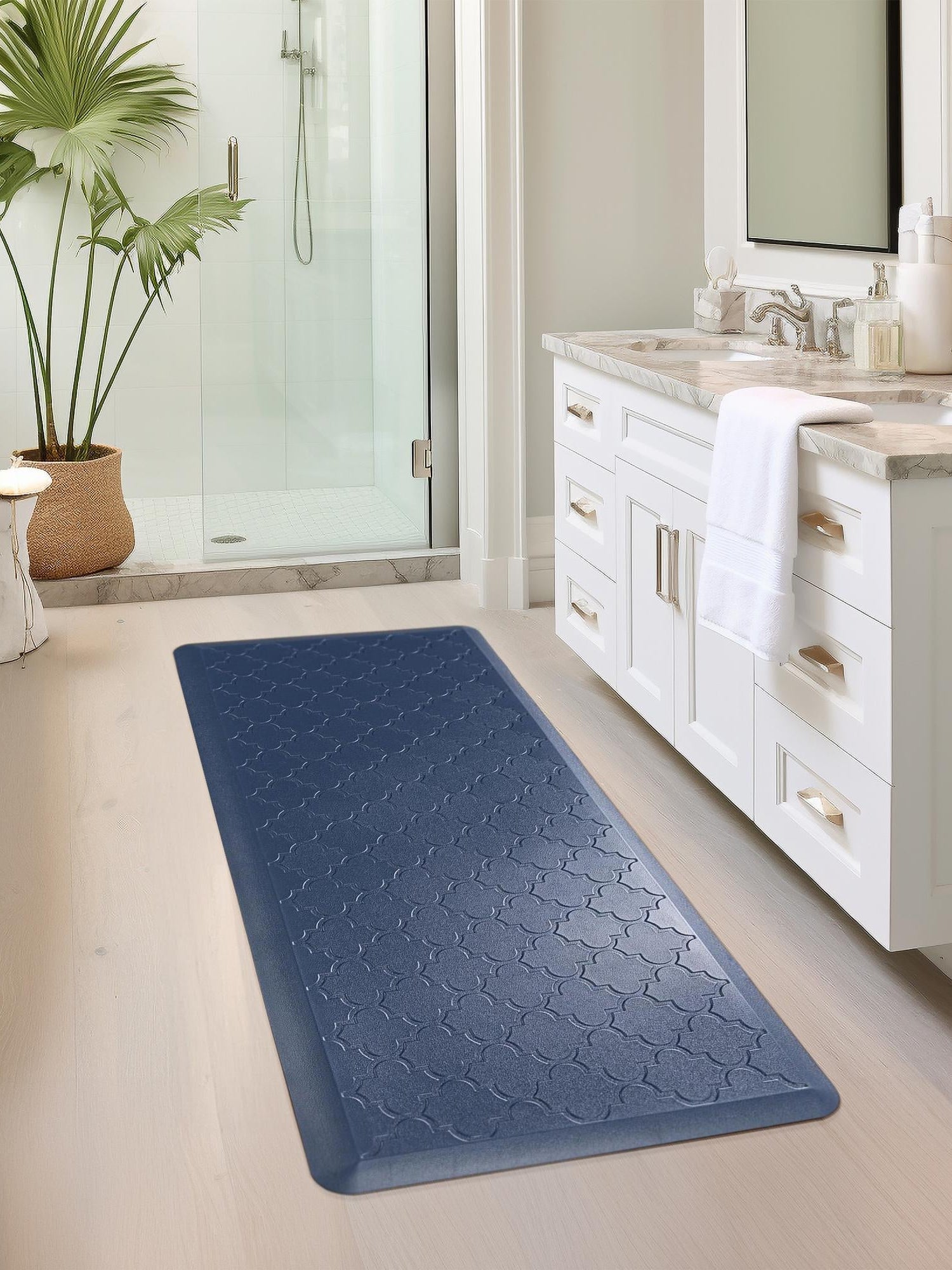 Anti-Fatigue Navy Blue 2' x 5' Comfort Standing Mat  for Kitchen, Bath, Laundry Room, Office Colorful PVC Durable Non-Slip Water Resistant Spill Proof Rug Thick Rubber for Sale at Rug Engine