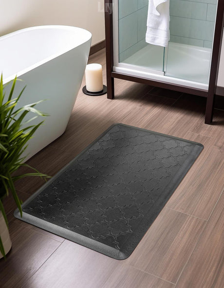 Anti-Fatigue Black 2' x 3' Comfort Standing Mat  for Kitchen, Bath, Laundry Room, Office Colorful PVC Durable Non-Slip Water Resistant Spill Proof Rug Thick Rubber for Sale at Rug Engine