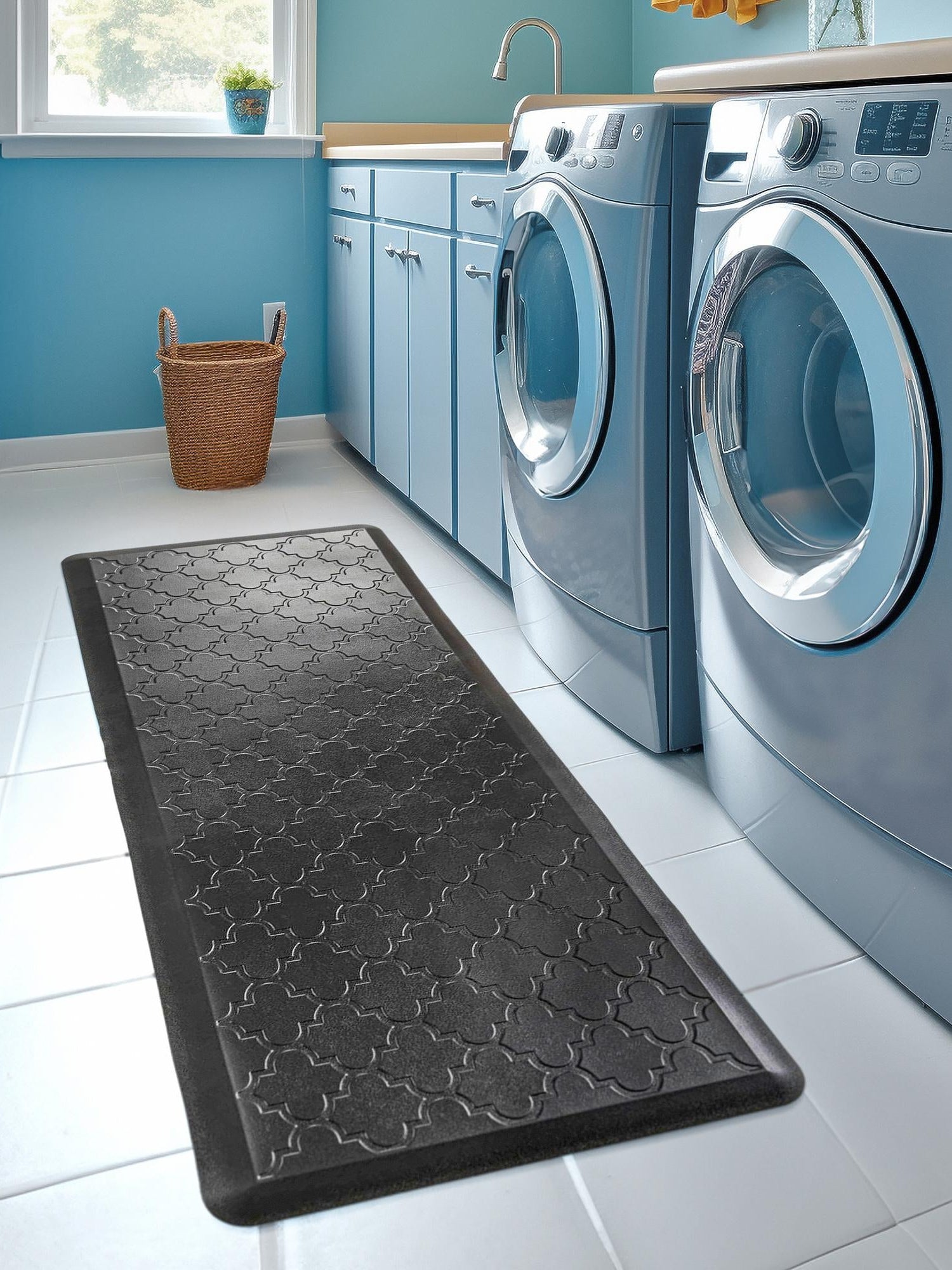 Anti-Fatigue Black 2' x 3' Comfort Standing Mat  for Kitchen, Bath, Laundry Room, Office Colorful PVC Durable Non-Slip Water Resistant Spill Proof Rug Thick Rubber for Sale at Rug Engine