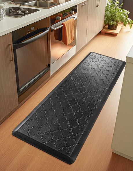 Anti-Fatigue Black 2' x 5' Comfort Standing Mat  for Kitchen, Bath, Laundry Room, Office Colorful PVC Durable Non-Slip Water Resistant Spill Proof Rug Thick Rubber for Sale at Rug Engine