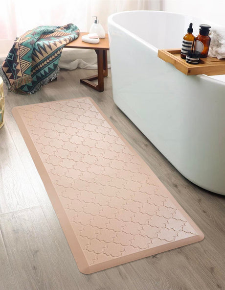 Anti-Fatigue Beige 2' x 5' Comfort Standing Mat  for Kitchen, Bath, Laundry Room, Office Colorful PVC Durable Non-Slip Water Resistant Spill Proof Rug Thick Rubber for Sale at Rug Engine