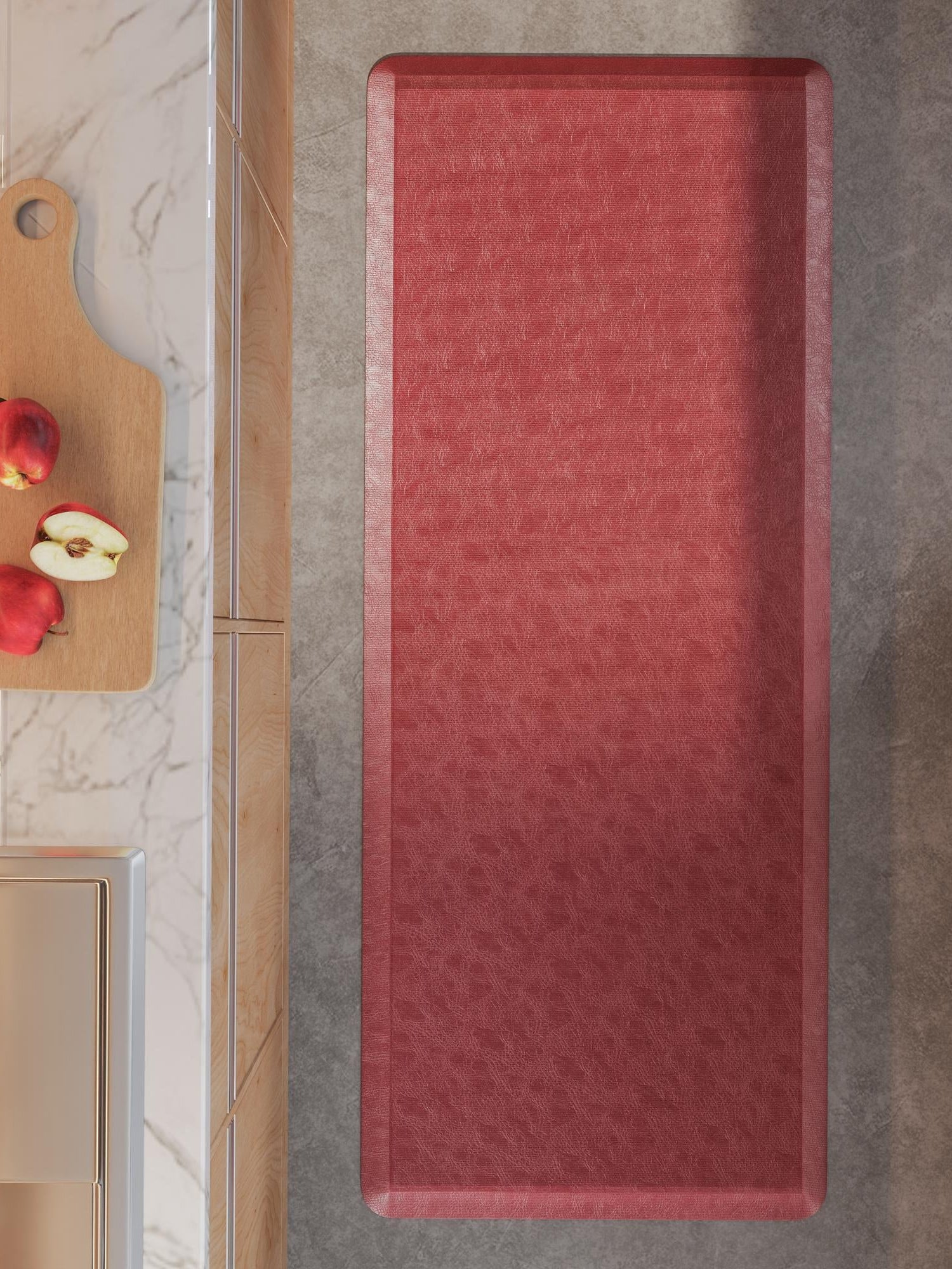 Anti-Fatigue Burgundy Red 2' x 5' Comfort Standing Mat  for Kitchen, Bath, Laundry Room, Office Colorful PVC Durable Non-Slip Water Resistant Spill Proof Rug Thick Rubber for Sale at Rug Engine