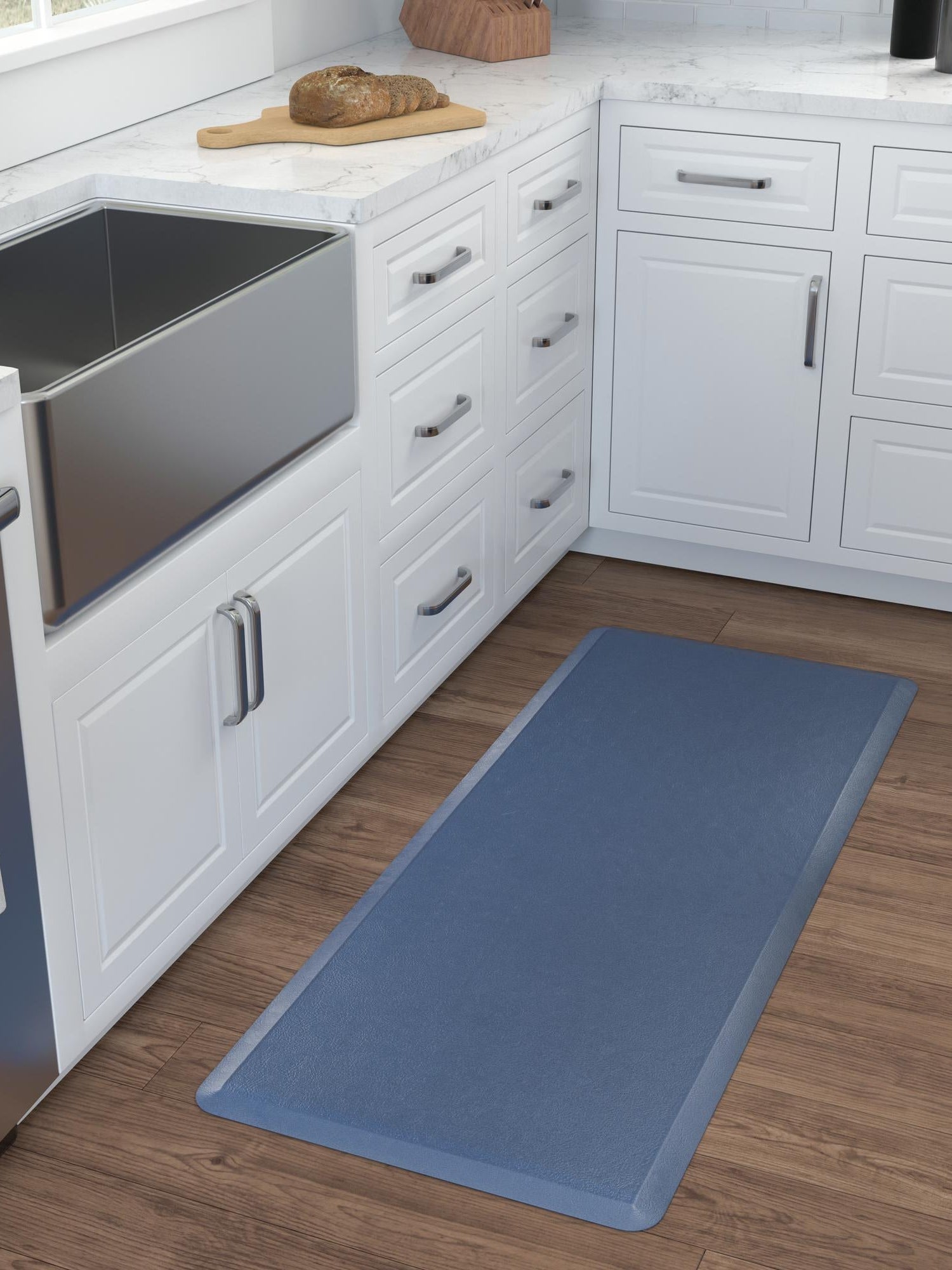 Anti-Fatigue Navy Blue 2' x 3' Comfort Standing Mat  for Kitchen, Bath, Laundry Room, Office Colorful PVC Durable Non-Slip Water Resistant Spill Proof Rug Thick Rubber for Sale at Rug Engine