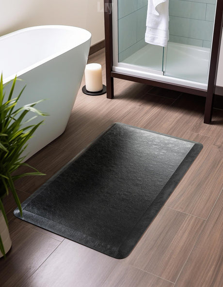 Anti-Fatigue Black 2' x 3' Comfort Standing Mat  for Kitchen, Bath, Laundry Room, Office Colorful PVC Durable Non-Slip Water Resistant Spill Proof Rug Thick Rubber for Sale at Rug Engine