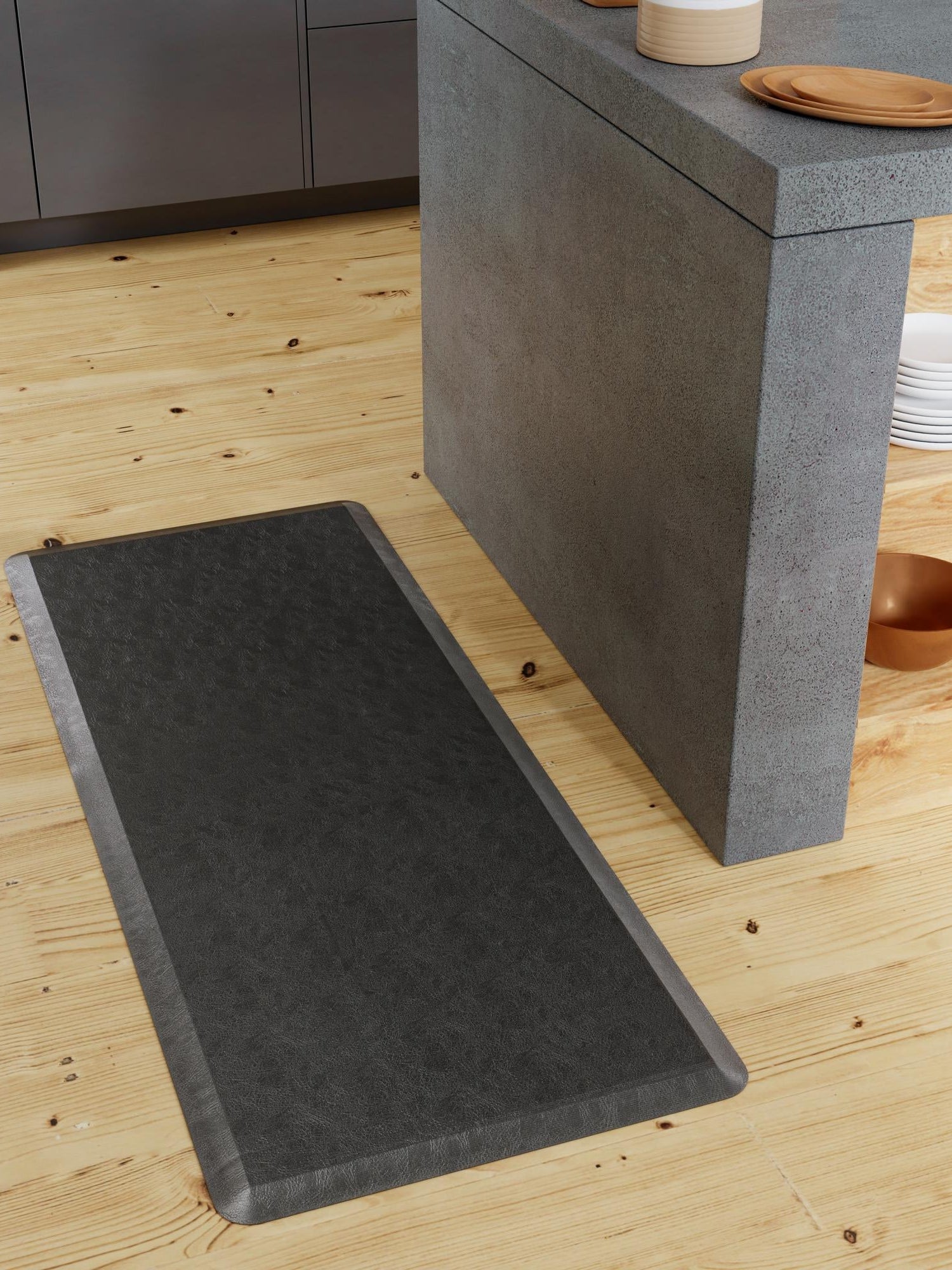 Anti-Fatigue Black 2' x 3' Comfort Standing Mat  for Kitchen, Bath, Laundry Room, Office Colorful PVC Durable Non-Slip Water Resistant Spill Proof Rug Thick Rubber for Sale at Rug Engine