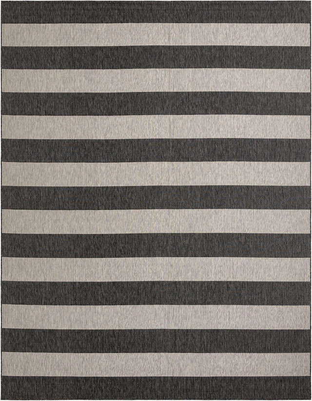 Charcoal Gray 10' x 13' 1 Outdoor Striped Rectangle Area Rug Weather Resistant for Patio, Deck, Terrace, Balcony, Porch Geometric Pattern Waterproof Carpet for Sale at Rug Engine