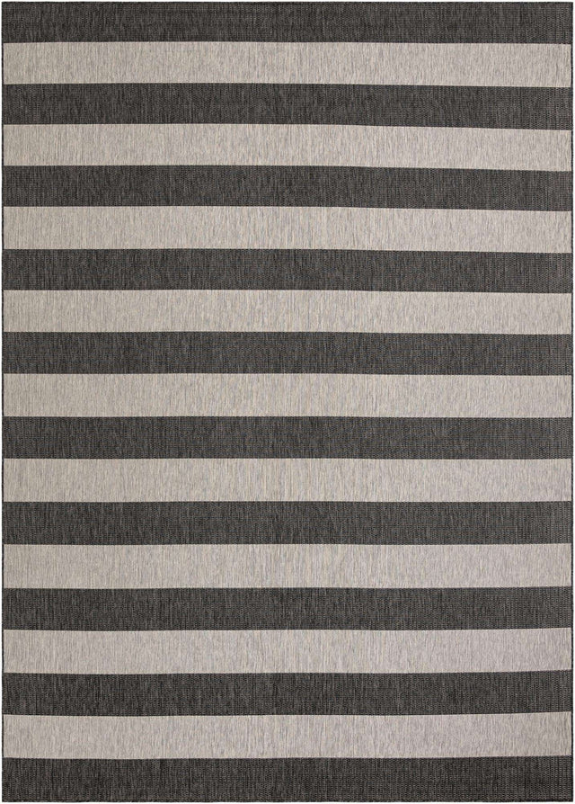 Charcoal Gray 10' x 14' 1 Outdoor Striped Rectangle Area Rug Weather Resistant for Patio, Deck, Terrace, Balcony, Porch Geometric Pattern Waterproof Carpet for Sale at Rug Engine