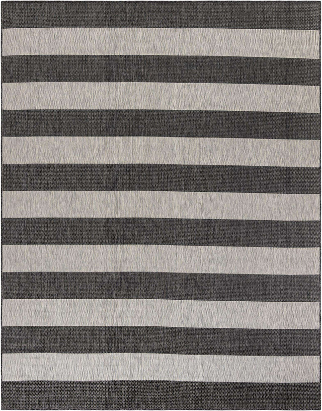 Charcoal Gray 7' 10 x 10' Outdoor Striped Rectangle Area Rug Weather Resistant for Patio, Deck, Terrace, Balcony, Porch Geometric Pattern Waterproof Carpet for Sale at Rug Engine