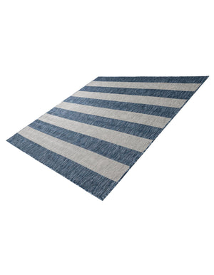 Blue 6' 1 x 6' 1 Outdoor Striped Square Area Rug Weather Resistant for Patio, Deck, Terrace, Balcony, Porch Geometric Pattern Waterproof Carpet for Sale at Rug Engine