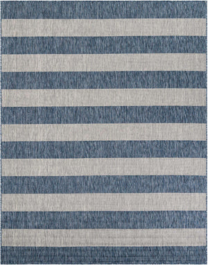 Blue 7' 10 x 10' Outdoor Striped Rectangle Area Rug Weather Resistant for Patio, Deck, Terrace, Balcony, Porch Geometric Pattern Waterproof Carpet for Sale at Rug Engine