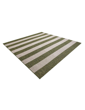 Green 10' x 10' Outdoor Striped Square Area Rug Weather Resistant for Patio, Deck, Terrace, Balcony, Porch Geometric Pattern Waterproof Carpet for Sale at Rug Engine