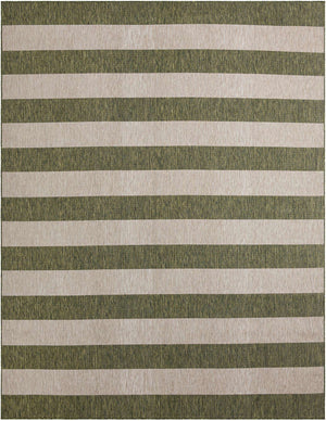Green 10' x 13' 1 Outdoor Striped Rectangle Area Rug Weather Resistant for Patio, Deck, Terrace, Balcony, Porch Geometric Pattern Waterproof Carpet for Sale at Rug Engine