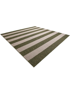 Green 12' x 12' Outdoor Striped Square Area Rug Weather Resistant for Patio, Deck, Terrace, Balcony, Porch Geometric Pattern Waterproof Carpet for Sale at Rug Engine