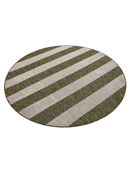 Green 6' 1 x 6' 1 Outdoor Striped Round Area Rug Weather Resistant for Patio, Deck, Terrace, Balcony, Porch Geometric Pattern Waterproof Carpet for Sale at Rug Engine