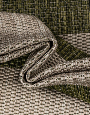 Green 7' 10 x 7' 10 Outdoor Striped Square Area Rug Weather Resistant for Patio, Deck, Terrace, Balcony, Porch Geometric Pattern Waterproof Carpet for Sale at Rug Engine