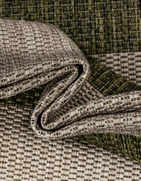 Green 7' 10 x 7' 10 Outdoor Striped Square Area Rug Weather Resistant for Patio, Deck, Terrace, Balcony, Porch Geometric Pattern Waterproof Carpet for Sale at Rug Engine
