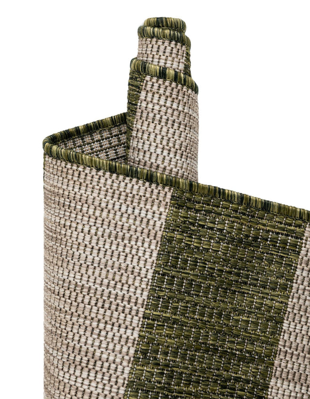 Green 7' 10 x 7' 10 Outdoor Striped Square Area Rug Weather Resistant for Patio, Deck, Terrace, Balcony, Porch Geometric Pattern Waterproof Carpet for Sale at Rug Engine