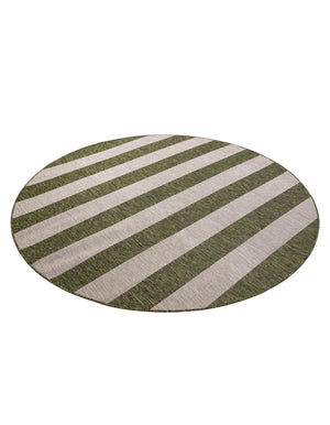 Green 7' 10 x 7' 10 Outdoor Striped Round Area Rug Weather Resistant for Patio, Deck, Terrace, Balcony, Porch Geometric Pattern Waterproof Carpet for Sale at Rug Engine