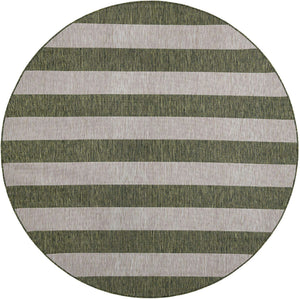 Green 7' 10 x 7' 10 Outdoor Striped Round Area Rug Weather Resistant for Patio, Deck, Terrace, Balcony, Porch Geometric Pattern Waterproof Carpet for Sale at Rug Engine