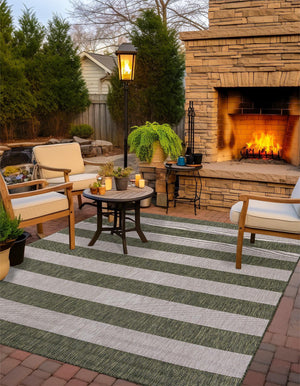 Green 7' 10 x 7' 10 Outdoor Striped Square Area Rug Weather Resistant for Patio, Deck, Terrace, Balcony, Porch Geometric Pattern Waterproof Carpet for Sale at Rug Engine