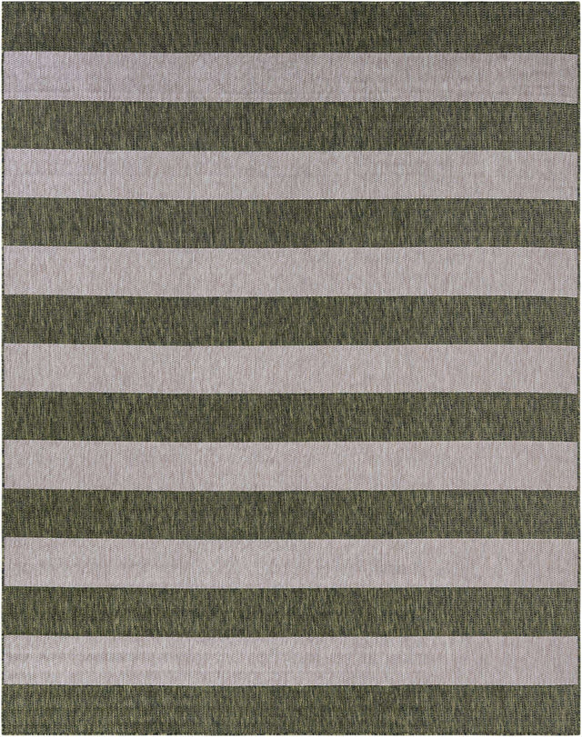Green 7' 10 x 10' Outdoor Striped Rectangle Area Rug Weather Resistant for Patio, Deck, Terrace, Balcony, Porch Geometric Pattern Waterproof Carpet for Sale at Rug Engine