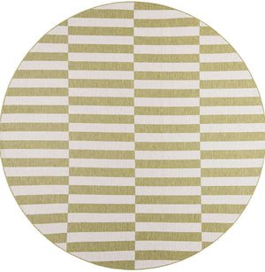 Green 10' x 10' Outdoor Striped Round Area Rug Weather Resistant for Patio, Deck, Terrace, Balcony, Porch Geometric Pattern Waterproof Carpet for Sale at Rug Engine