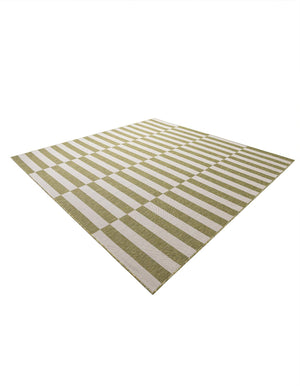 Green 10' x 10' Outdoor Striped Square Area Rug Weather Resistant for Patio, Deck, Terrace, Balcony, Porch Geometric Pattern Waterproof Carpet for Sale at Rug Engine