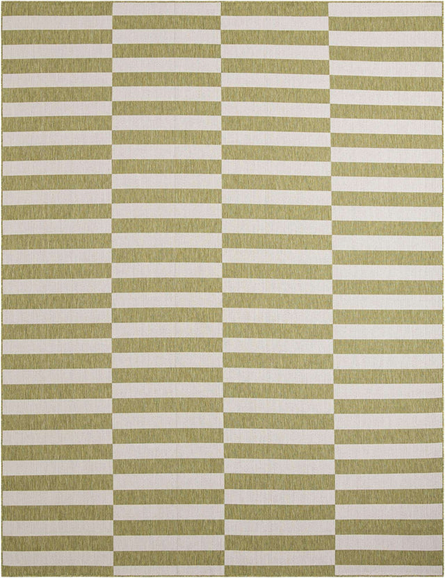 Green 10' x 13' 1 Outdoor Striped Rectangle Area Rug Weather Resistant for Patio, Deck, Terrace, Balcony, Porch Geometric Pattern Waterproof Carpet for Sale at Rug Engine