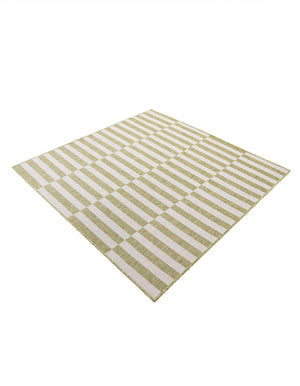 Green 5' 3 x 5' 3 Outdoor Striped Square Area Rug Weather Resistant for Patio, Deck, Terrace, Balcony, Porch Geometric Pattern Waterproof Carpet for Sale at Rug Engine