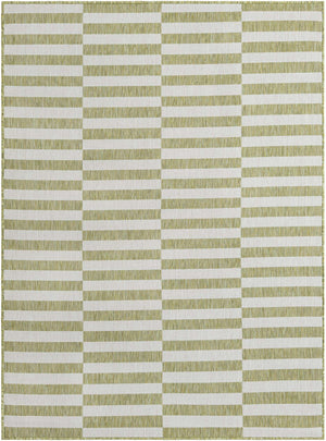 Green 5' 3 x 7' 1 Outdoor Striped Rectangle Area Rug Weather Resistant for Patio, Deck, Terrace, Balcony, Porch Geometric Pattern Waterproof Carpet for Sale at Rug Engine