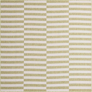 Green 7' 10 x 7' 10 Outdoor Striped Square Area Rug Weather Resistant for Patio, Deck, Terrace, Balcony, Porch Geometric Pattern Waterproof Carpet for Sale at Rug Engine
