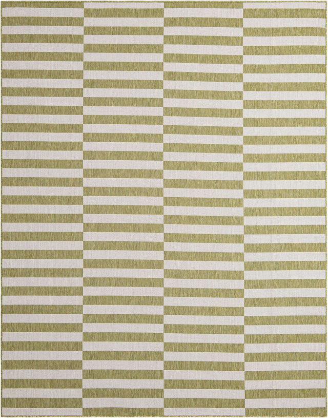 Green 7' 10 x 10' Outdoor Striped Rectangle Area Rug Weather Resistant for Patio, Deck, Terrace, Balcony, Porch Geometric Pattern Waterproof Carpet for Sale at Rug Engine
