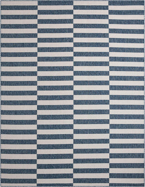 Blue 10' x 13' 1 Outdoor Striped Rectangle Area Rug Weather Resistant for Patio, Deck, Terrace, Balcony, Porch Geometric Pattern Waterproof Carpet for Sale at Rug Engine