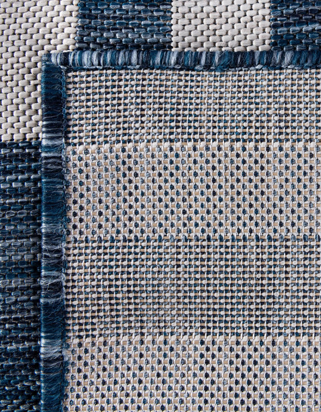 Blue 12' x 12' Outdoor Striped Square Area Rug Weather Resistant for Patio, Deck, Terrace, Balcony, Porch Geometric Pattern Waterproof Carpet for Sale at Rug Engine