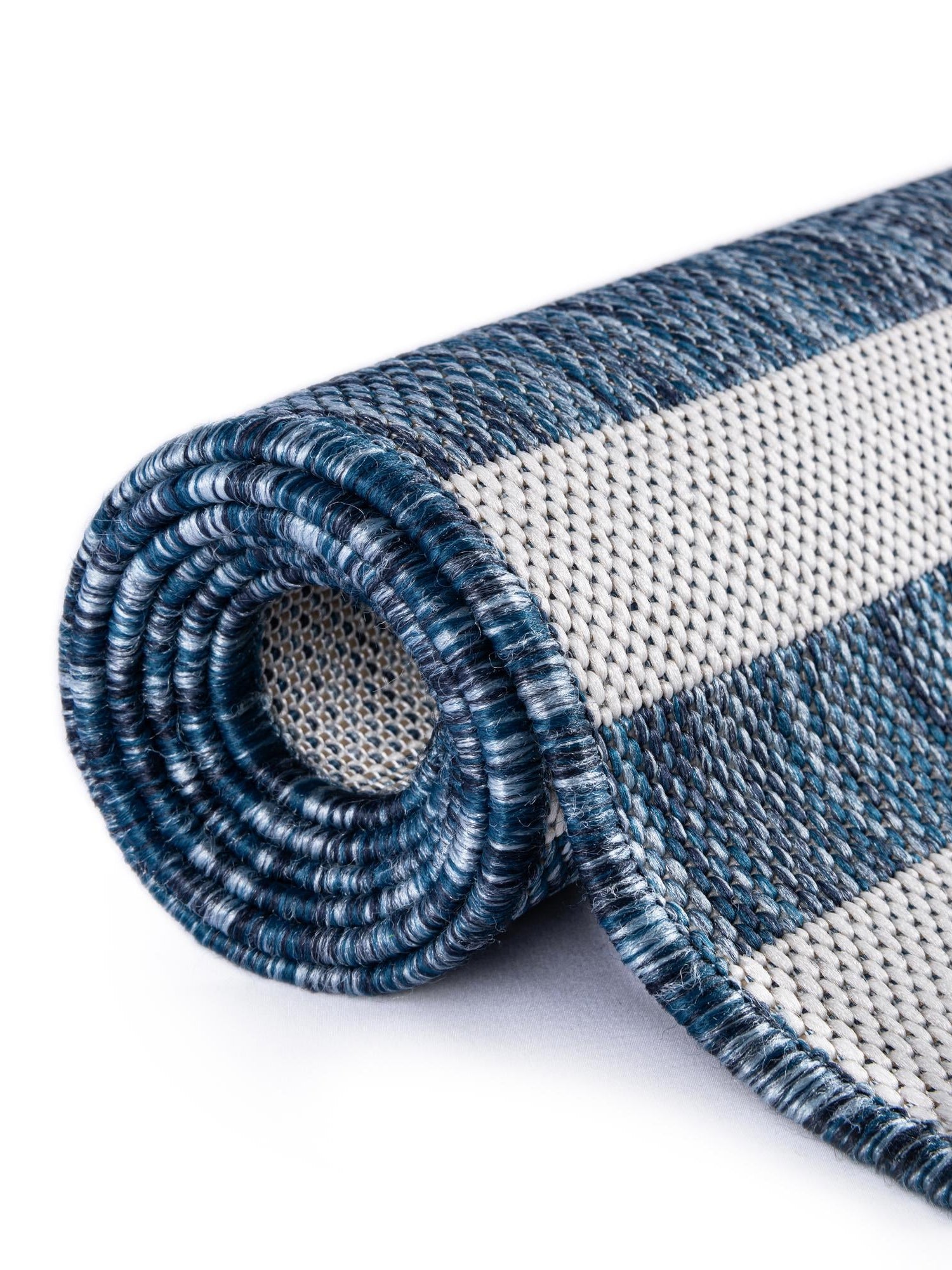 Blue 10' x 10' Outdoor Striped Square Area Rug Weather Resistant for Patio, Deck, Terrace, Balcony, Porch Geometric Pattern Waterproof Carpet for Sale at Rug Engine