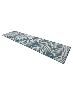 Teal 2' x 8' Outdoor Botanical Runner Area Rug Weather Resistant for Patio, Deck, Terrace, Balcony, Porch Polypropylene Garden Floral Tropical Carpet for Sale at Rug Engine