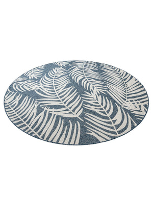 Blue 10' x 10' Outdoor Botanical Round Area Rug Weather Resistant for Patio, Deck, Terrace, Balcony, Porch Polypropylene Garden Floral Tropical Carpet for Sale at Rug Engine