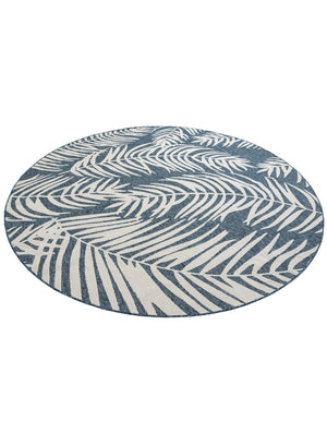 Blue 10' x 10' Outdoor Botanical Round Area Rug Weather Resistant for Patio, Deck, Terrace, Balcony, Porch Polypropylene Garden Floral Tropical Carpet for Sale at Rug Engine