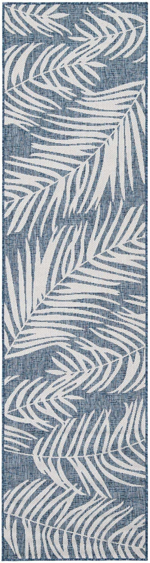 Blue 2' 7 x 10' Outdoor Botanical Runner Area Rug Weather Resistant for Patio, Deck, Terrace, Balcony, Porch Polypropylene Garden Floral Tropical Carpet for Sale at Rug Engine