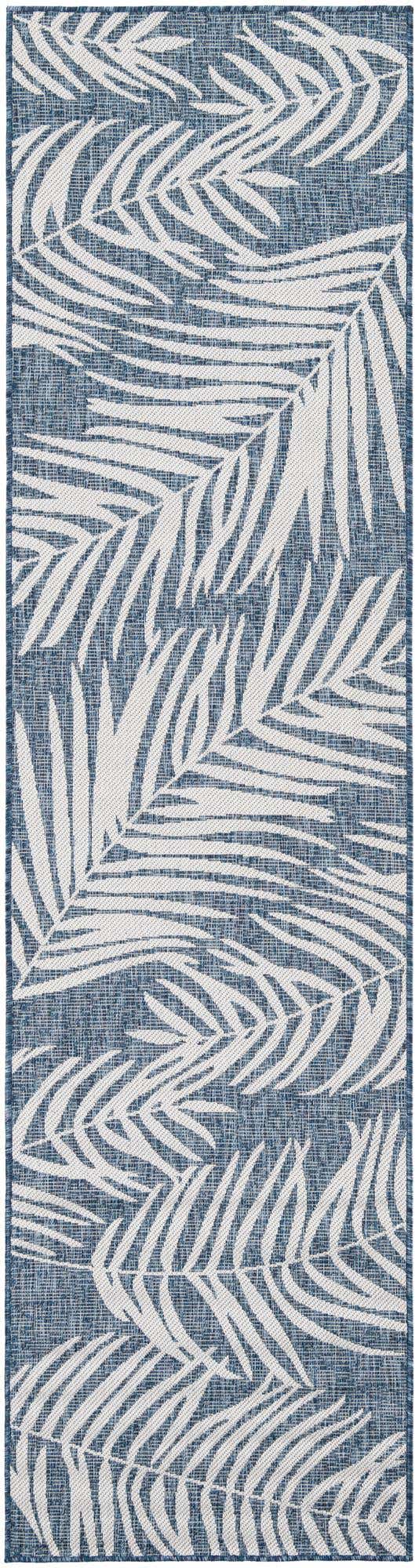 Blue 2' 7 x 10' Outdoor Botanical Runner Area Rug Weather Resistant for Patio, Deck, Terrace, Balcony, Porch Polypropylene Garden Floral Tropical Carpet for Sale at Rug Engine
