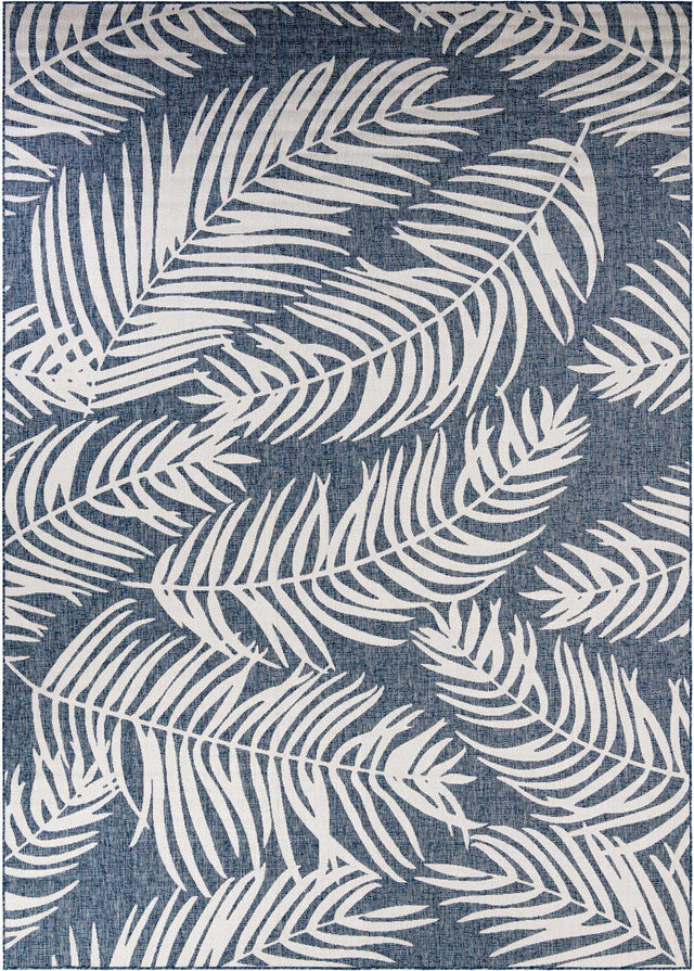 Blue 10' x 14' 1 Outdoor Botanical Rectangle Area Rug Weather Resistant for Patio, Deck, Terrace, Balcony, Porch Polypropylene Garden Floral Tropical Carpet for Sale at Rug Engine