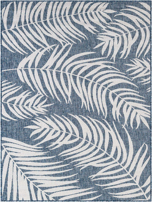 Blue 5' 3 x 7' 1 Outdoor Botanical Rectangle Area Rug Weather Resistant for Patio, Deck, Terrace, Balcony, Porch Polypropylene Garden Floral Tropical Carpet for Sale at Rug Engine